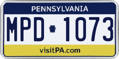 PA license plate MPD1073