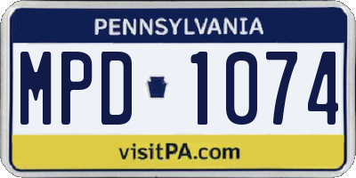 PA license plate MPD1074