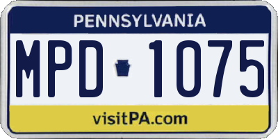 PA license plate MPD1075