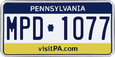 PA license plate MPD1077