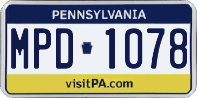 PA license plate MPD1078