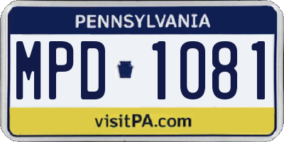 PA license plate MPD1081