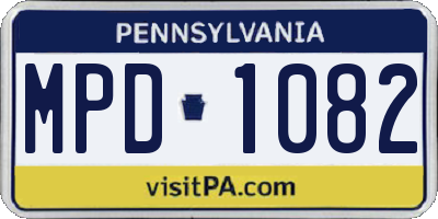 PA license plate MPD1082