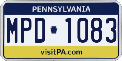PA license plate MPD1083