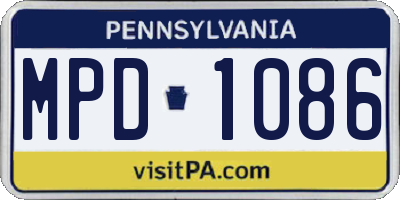 PA license plate MPD1086