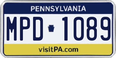 PA license plate MPD1089