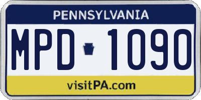 PA license plate MPD1090