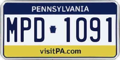 PA license plate MPD1091