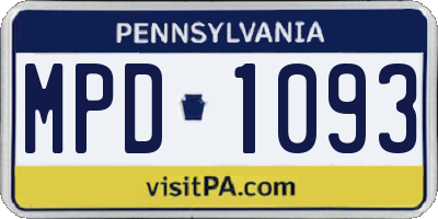 PA license plate MPD1093