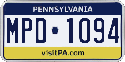 PA license plate MPD1094