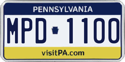 PA license plate MPD1100