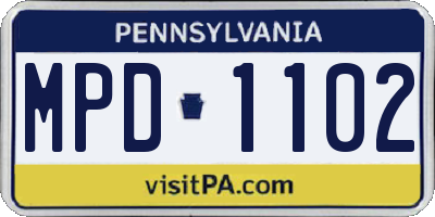 PA license plate MPD1102