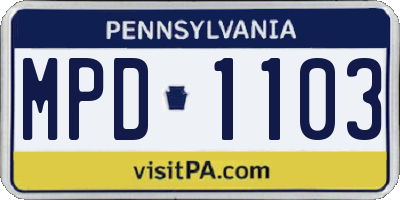PA license plate MPD1103