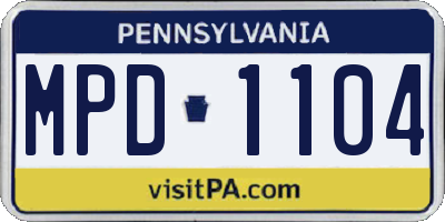 PA license plate MPD1104
