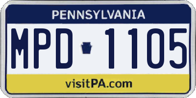 PA license plate MPD1105