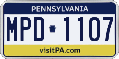 PA license plate MPD1107
