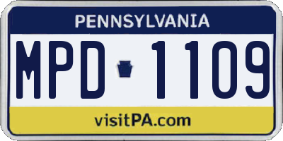 PA license plate MPD1109
