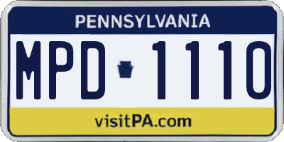 PA license plate MPD1110