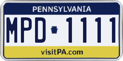 PA license plate MPD1111