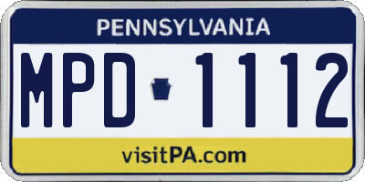 PA license plate MPD1112