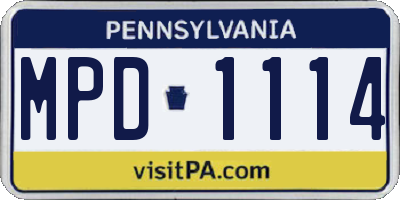 PA license plate MPD1114
