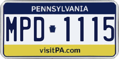 PA license plate MPD1115
