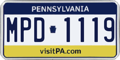 PA license plate MPD1119