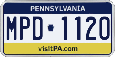PA license plate MPD1120