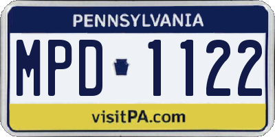 PA license plate MPD1122