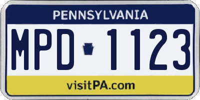 PA license plate MPD1123