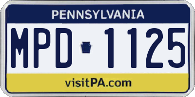 PA license plate MPD1125
