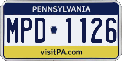 PA license plate MPD1126