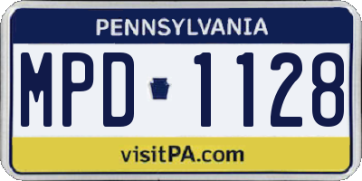 PA license plate MPD1128