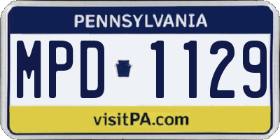 PA license plate MPD1129