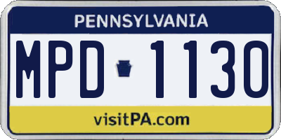 PA license plate MPD1130