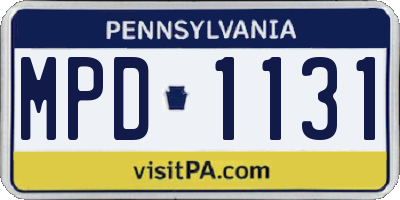 PA license plate MPD1131