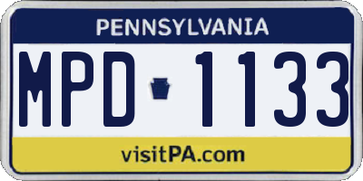 PA license plate MPD1133