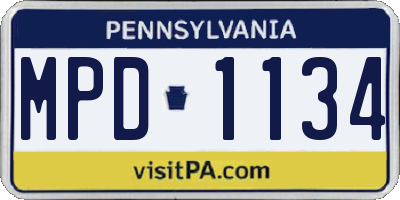 PA license plate MPD1134