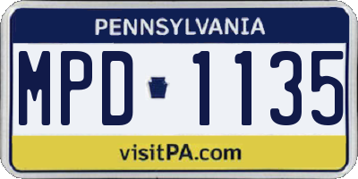 PA license plate MPD1135