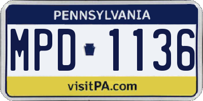 PA license plate MPD1136