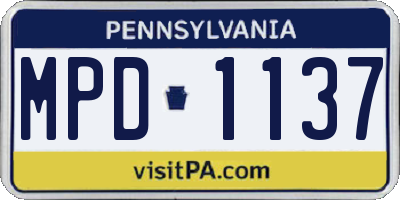PA license plate MPD1137