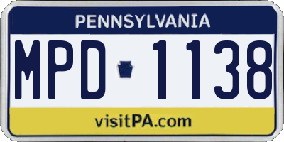PA license plate MPD1138