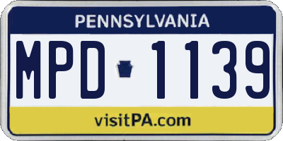 PA license plate MPD1139