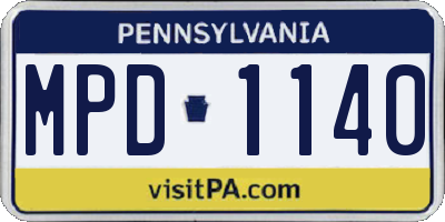 PA license plate MPD1140
