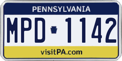 PA license plate MPD1142