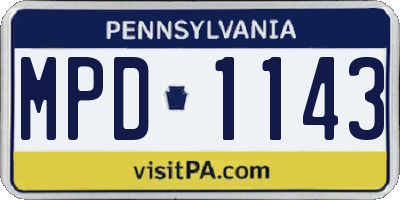 PA license plate MPD1143