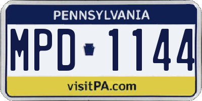 PA license plate MPD1144