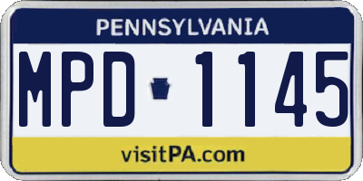 PA license plate MPD1145