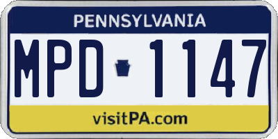 PA license plate MPD1147