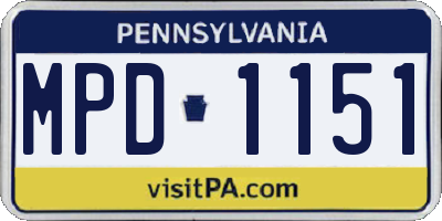 PA license plate MPD1151